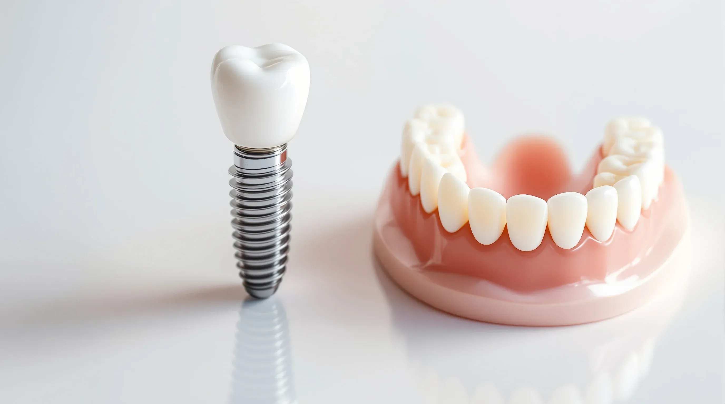 Dental implant and denture models compared at Neola Dental in Minneola, FL