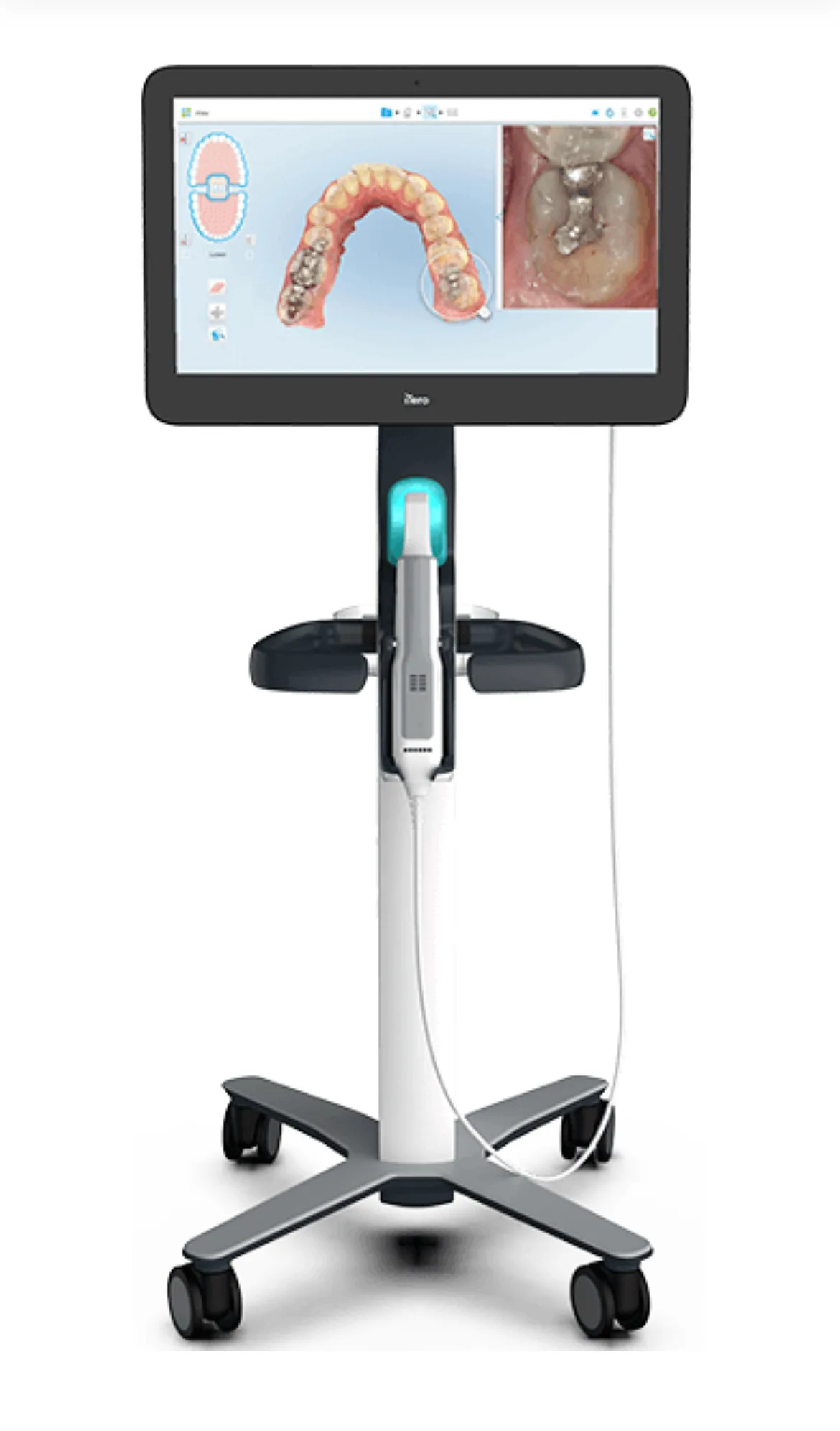 iTero Lumina intraoral scanner on its mobile cart displaying a 3D dental scan at Neola Dental in Minneola, FL